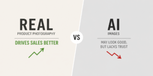 Read more about the article Real Product Photography vs AI Images: What Actually Drives Sales?